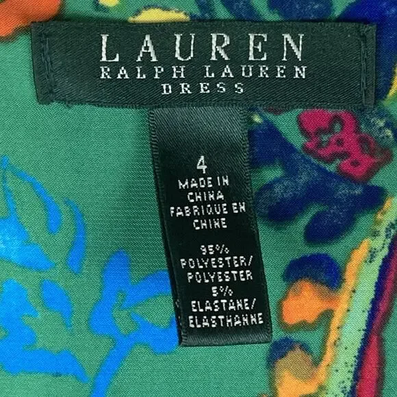 Lauren Ralph Lauren Dress Womens 4 Paisley Ruched Colorful Maxilmalism Beach - Picture 6 of 9